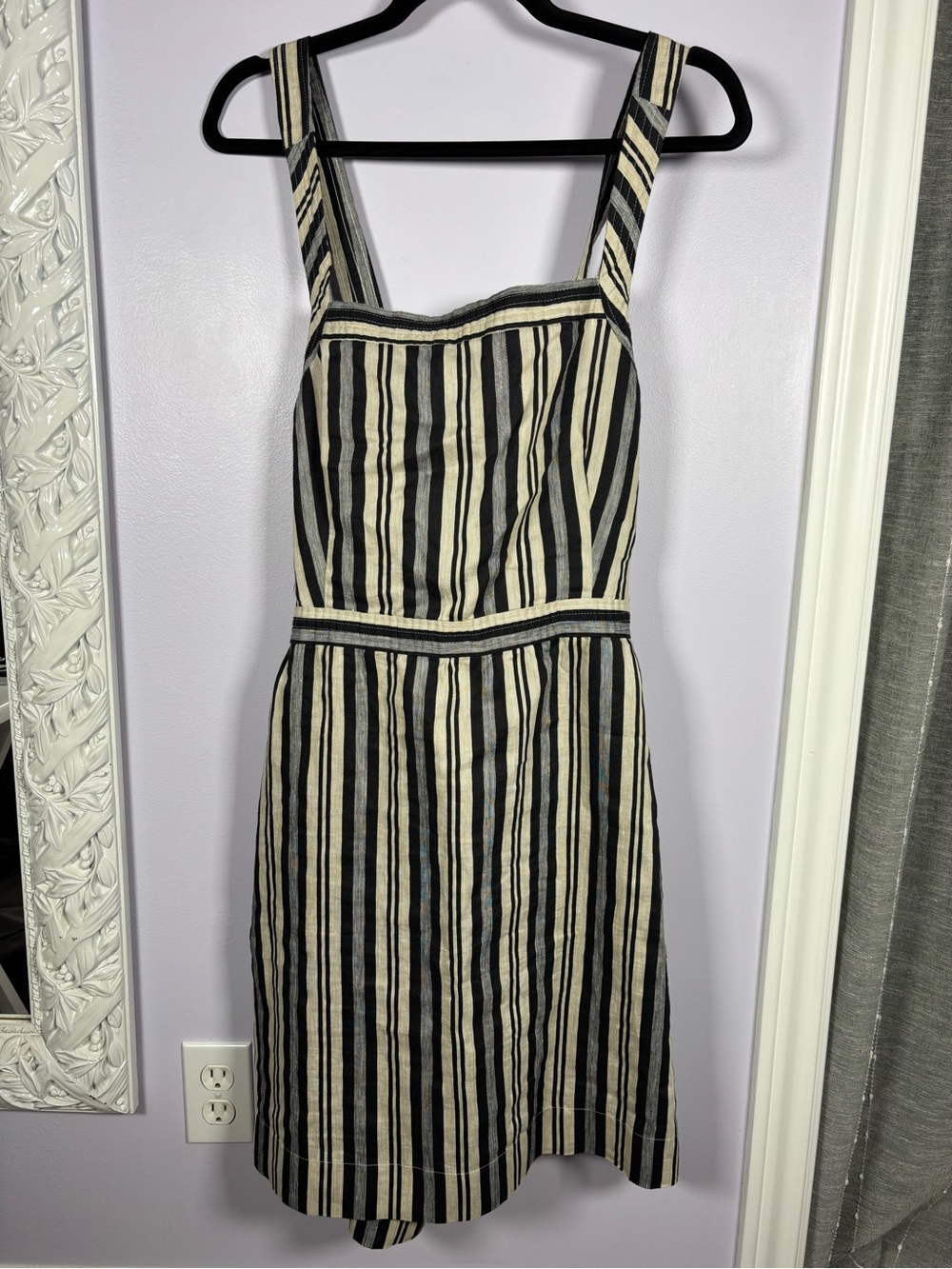 Madewell Black,Grey and Cream  Vertical Stripe Midi Bohemian Sundress Size 14
